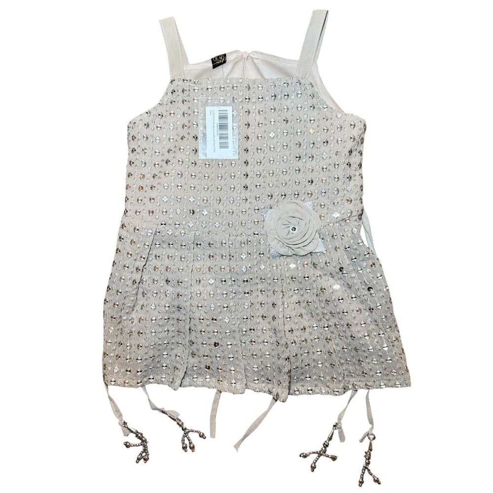 Cloth Adda Kids Girls Sequin Embroidery Party Dress Beige Size 30 NEW